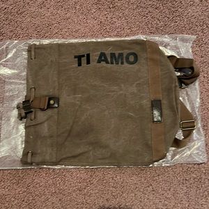 Khaki “Ti Amo” Drawstring Backpack NWT - (#0326)